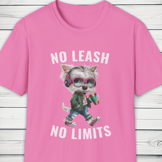No Leash No Limits Westie Dog T-Shirt Street Style Pet Tee