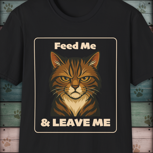 Feed Me & Leave Me Cat T-Shirt – Grumpy Tabby Attitude