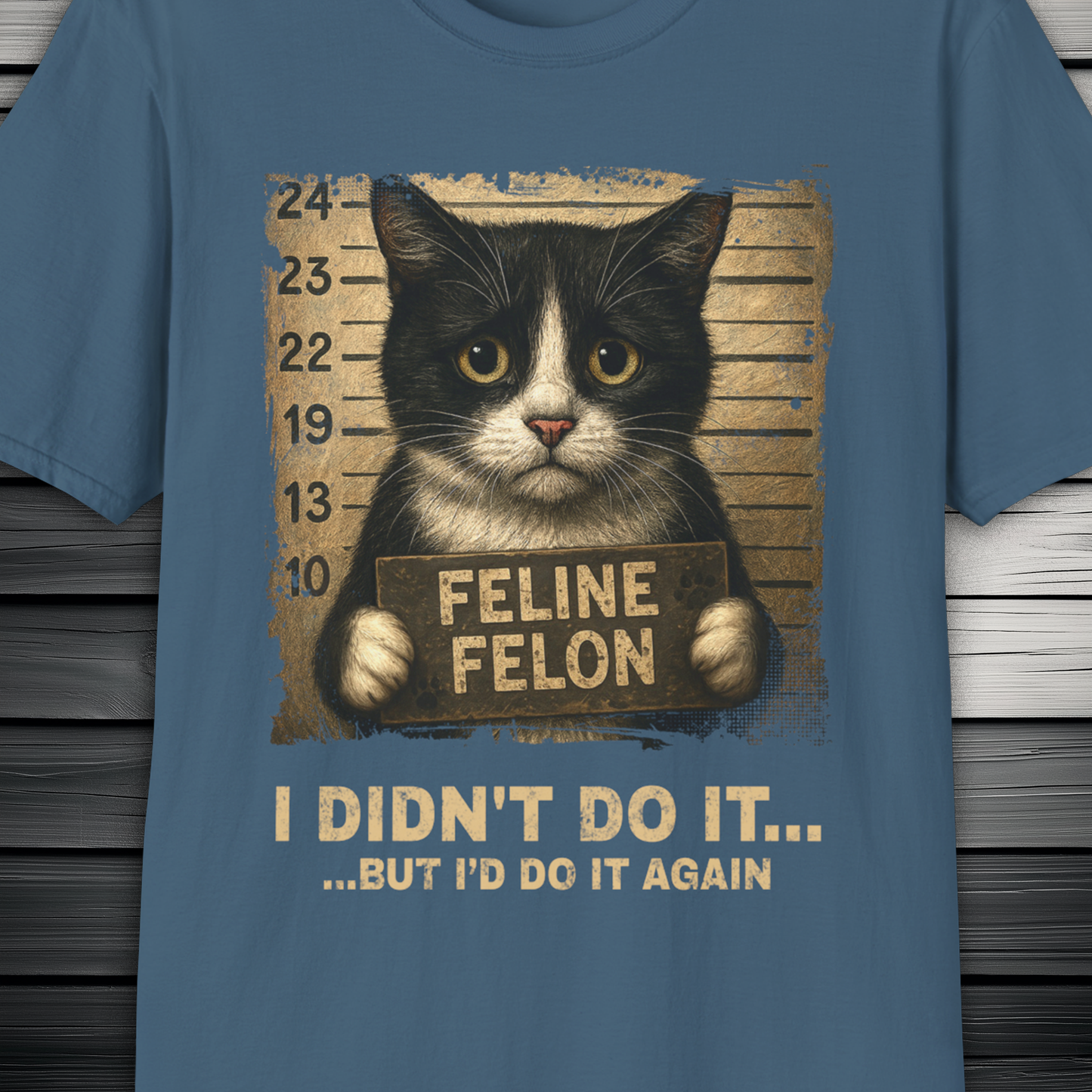 Feline Felon Mugshot Black & White Cat T-Shirt – Catitude Style