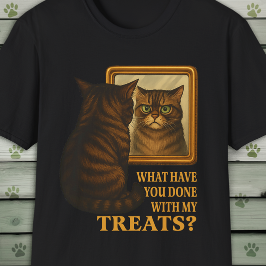 What Have You Done With My Treats? Funny Cat Mirror T-Shirt
