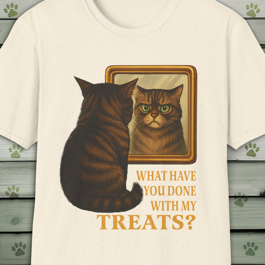 What Have You Done With My Treats? Funny Cat Mirror T-Shirt