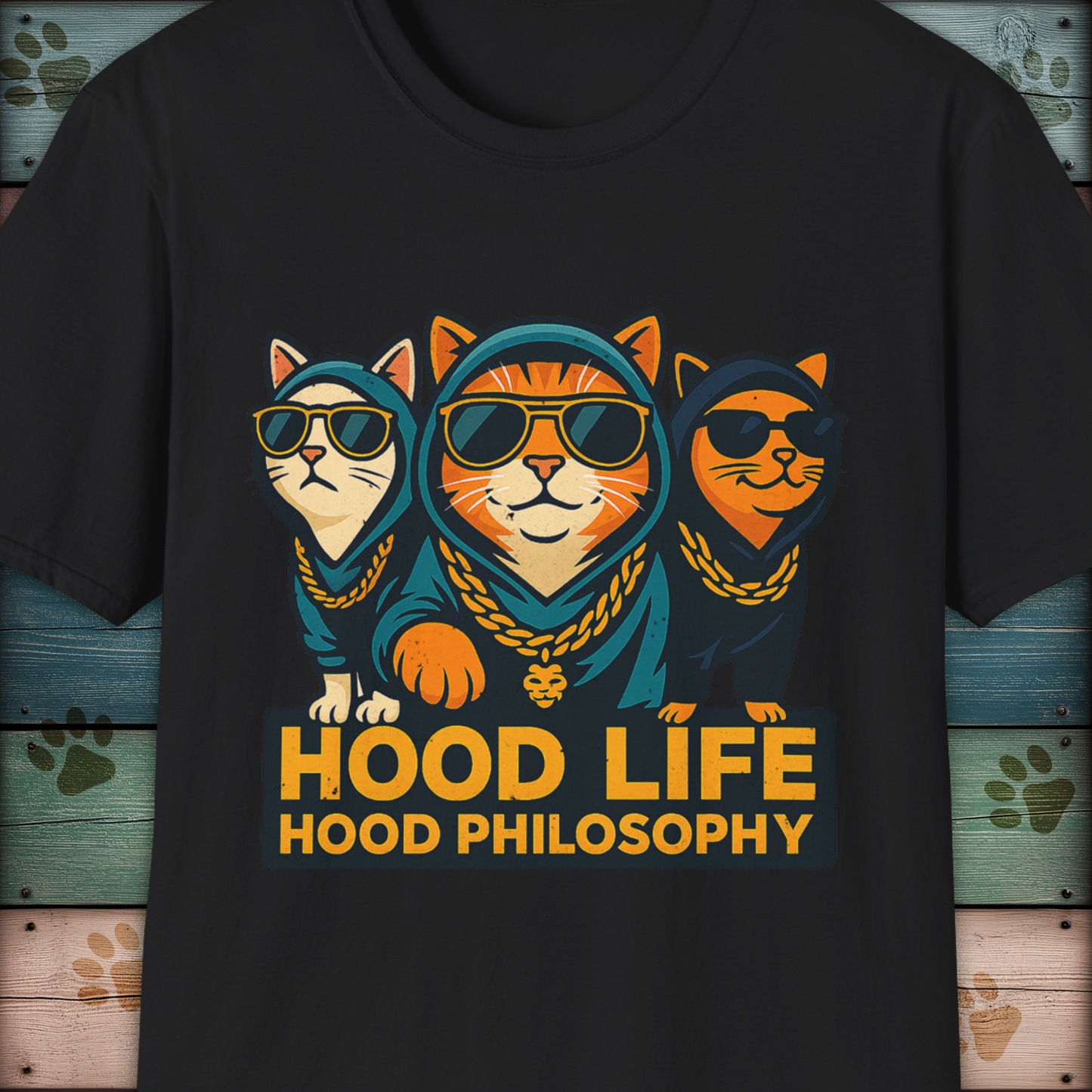 Hood Life Cat T Shirt Funny Cool Cats in Hoodies Streetwear
