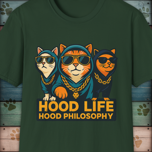 Hood Life Cat T Shirt Funny Cool Cats in Hoodies Streetwear
