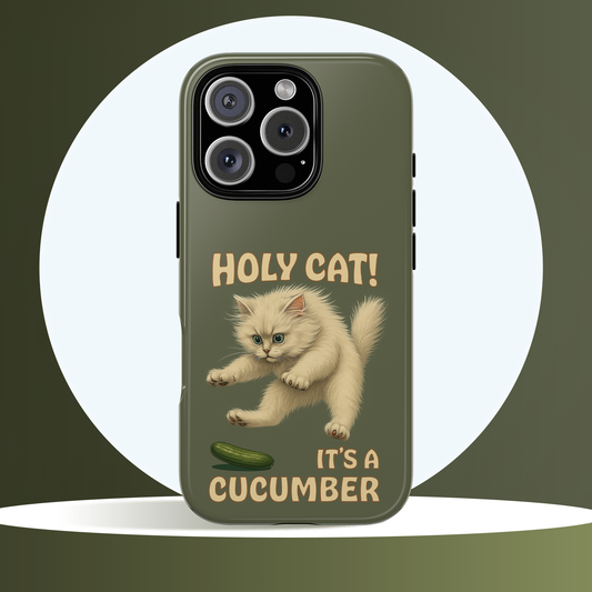 Holy Cat! It's a Cucumber – Funny Jumping Cat Phone Case