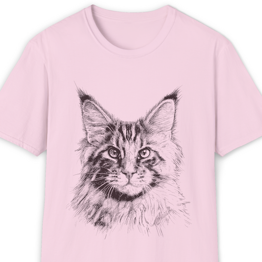 Maine Coon Cat Breed Illustration T-Shirt – Premium Cotton