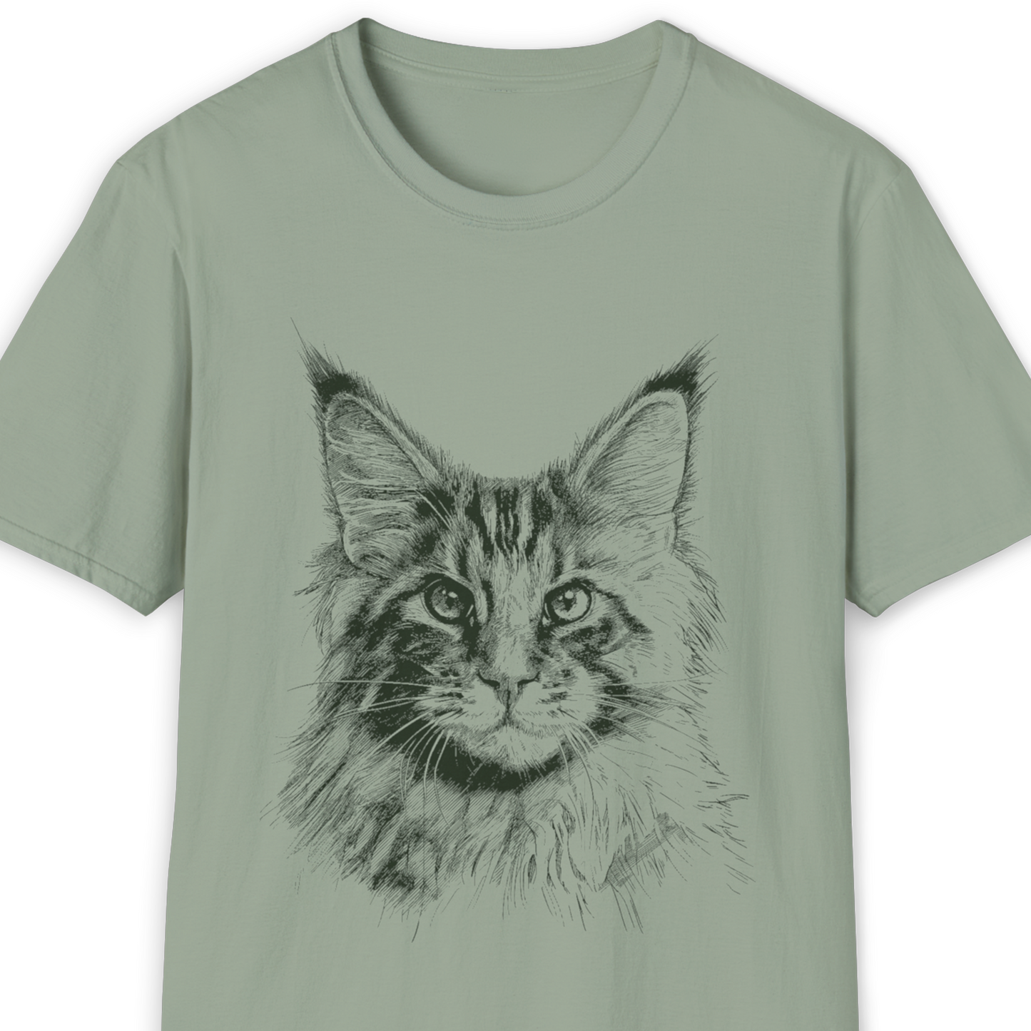 Maine Coon Cat Breed Illustration T-Shirt – Premium Cotton
