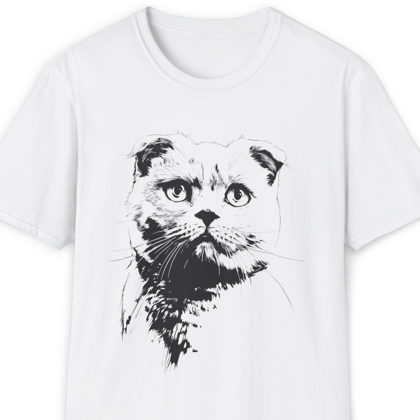 Scottish Fold Cat Breed Illustration T-Shirt – Premium Cotton