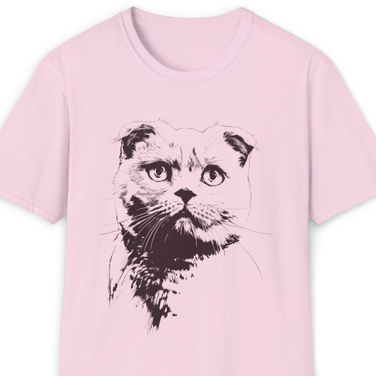 Scottish Fold Cat Breed Illustration T-Shirt – Premium Cotton