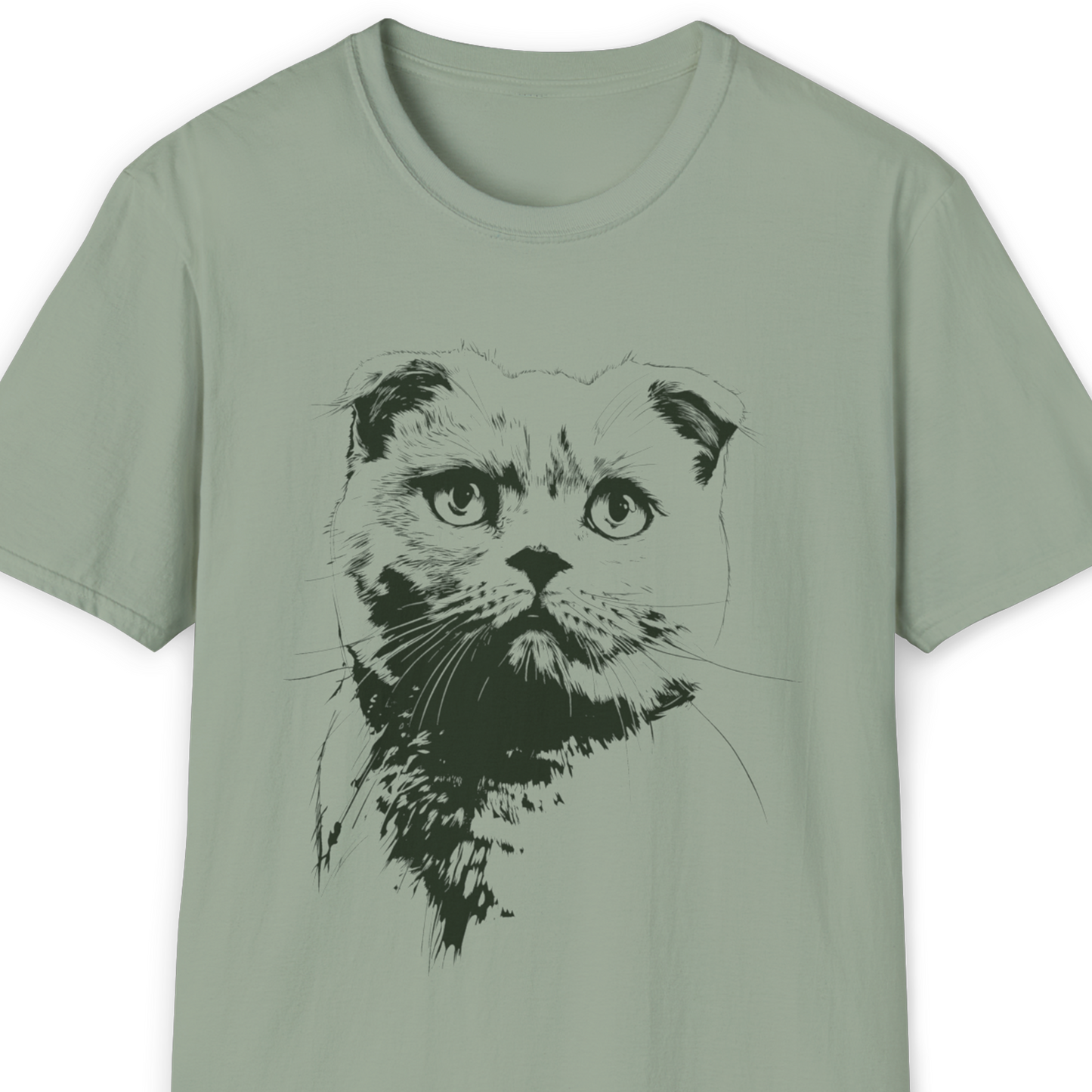 Scottish Fold Cat Breed Illustration T-Shirt – Premium Cotton