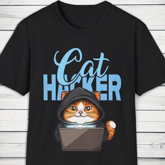 Cat Hacker Unisex T-Shirt Black or Charcoal