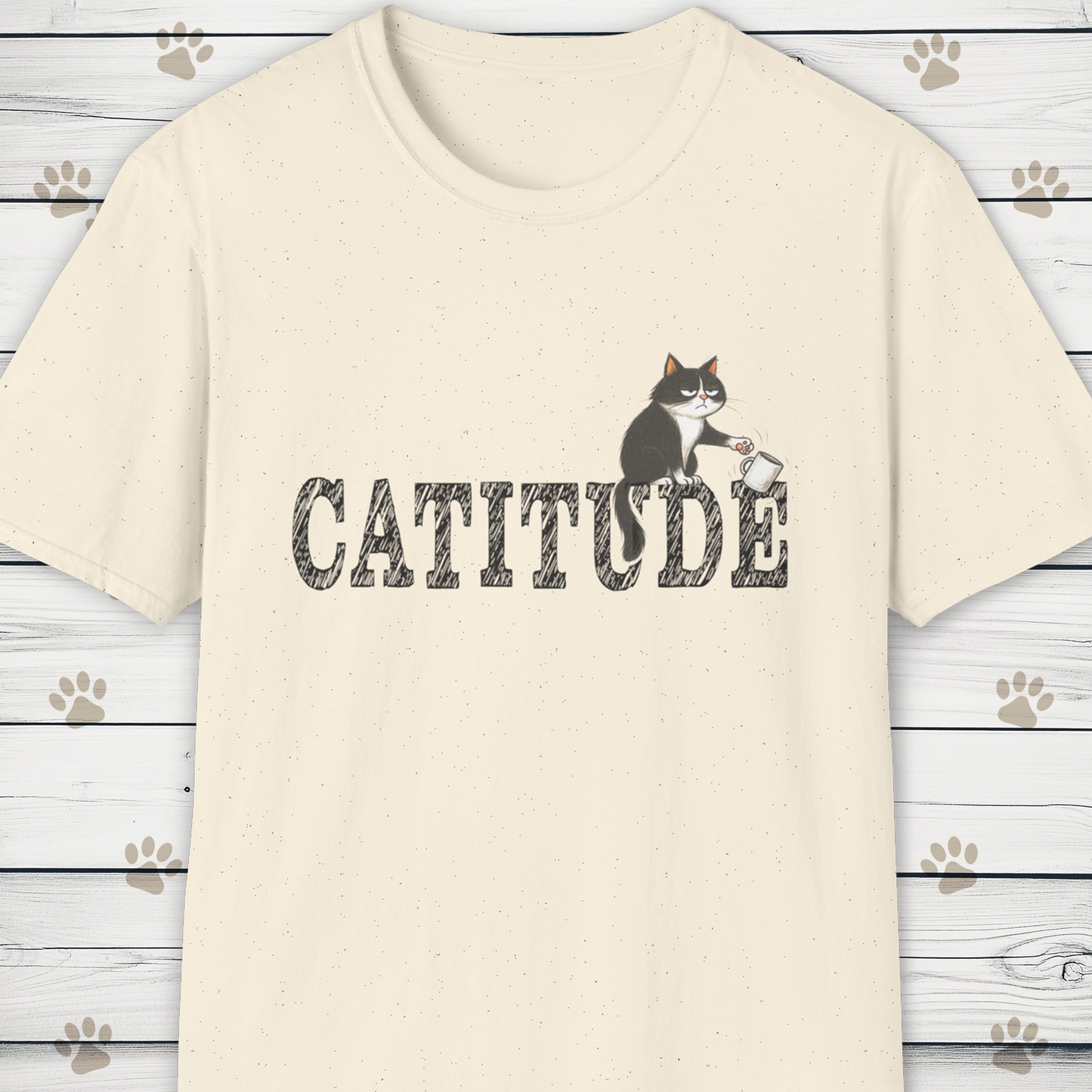 Catitude T-Shirt - Funny Cat Sketch