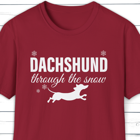 Christmas Dachshund T-Shirt – Dachshund Through the Snow Pun Tee