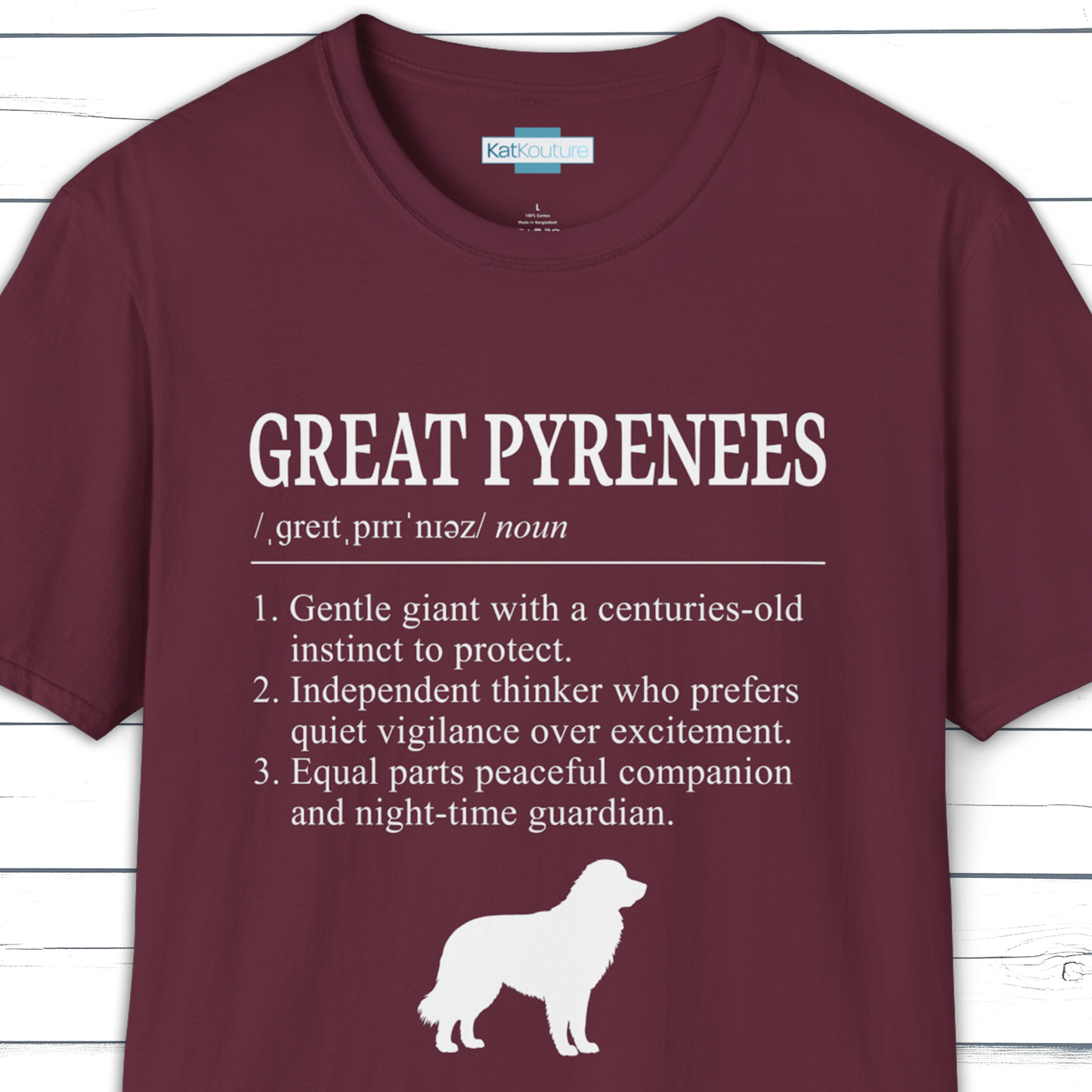 Great Pyrenees Definition T-Shirt Dictionary Dogs Collection