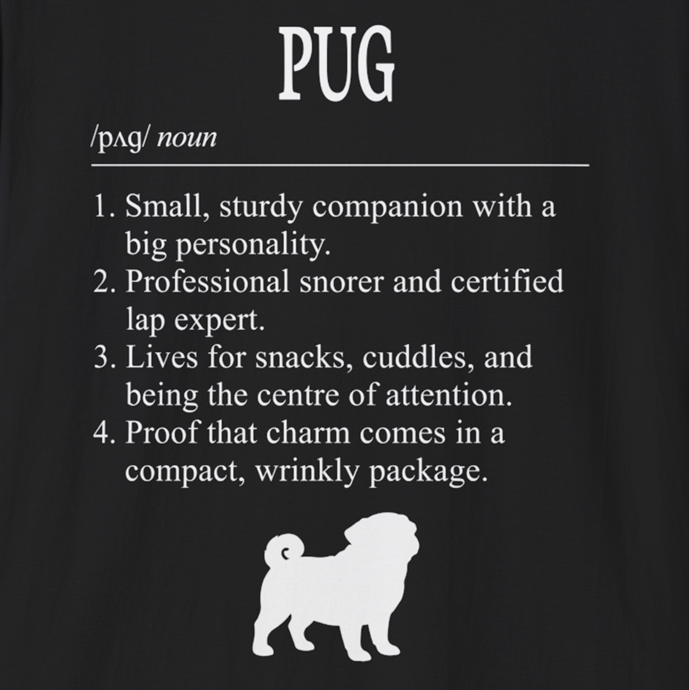 Pug Definition T-Shirt Dictionary Dogs Collection