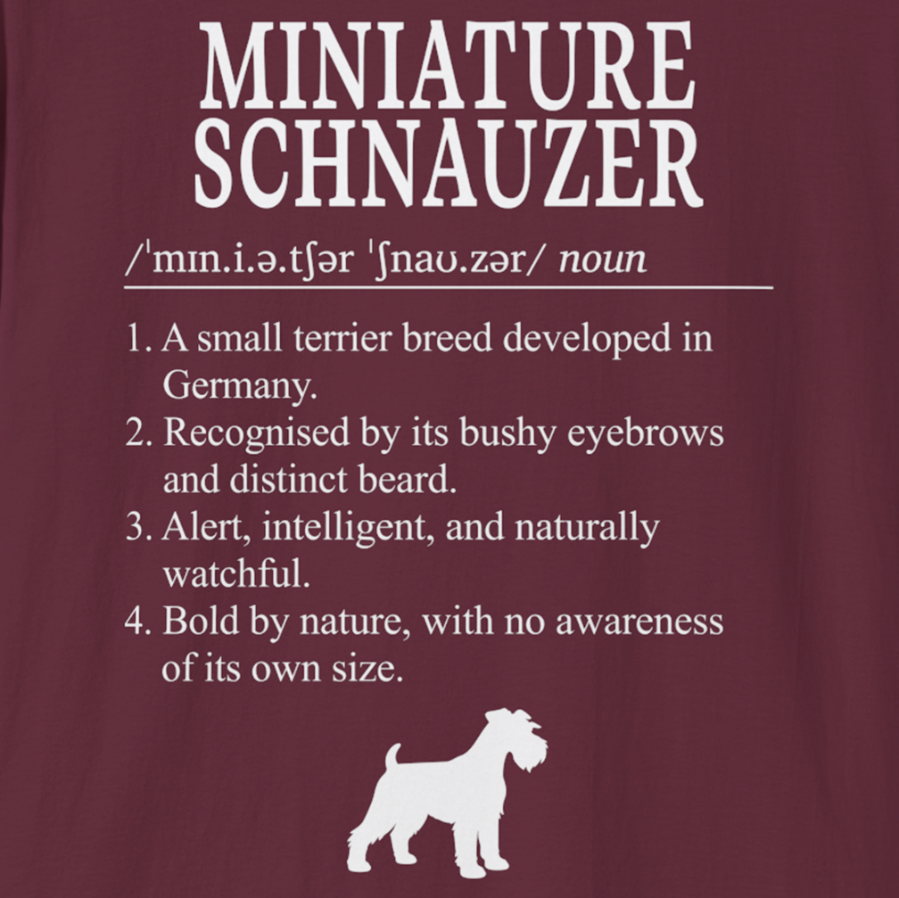 Miniature Schnauzer Definition T-Shirt Dictionary Dogs Collection