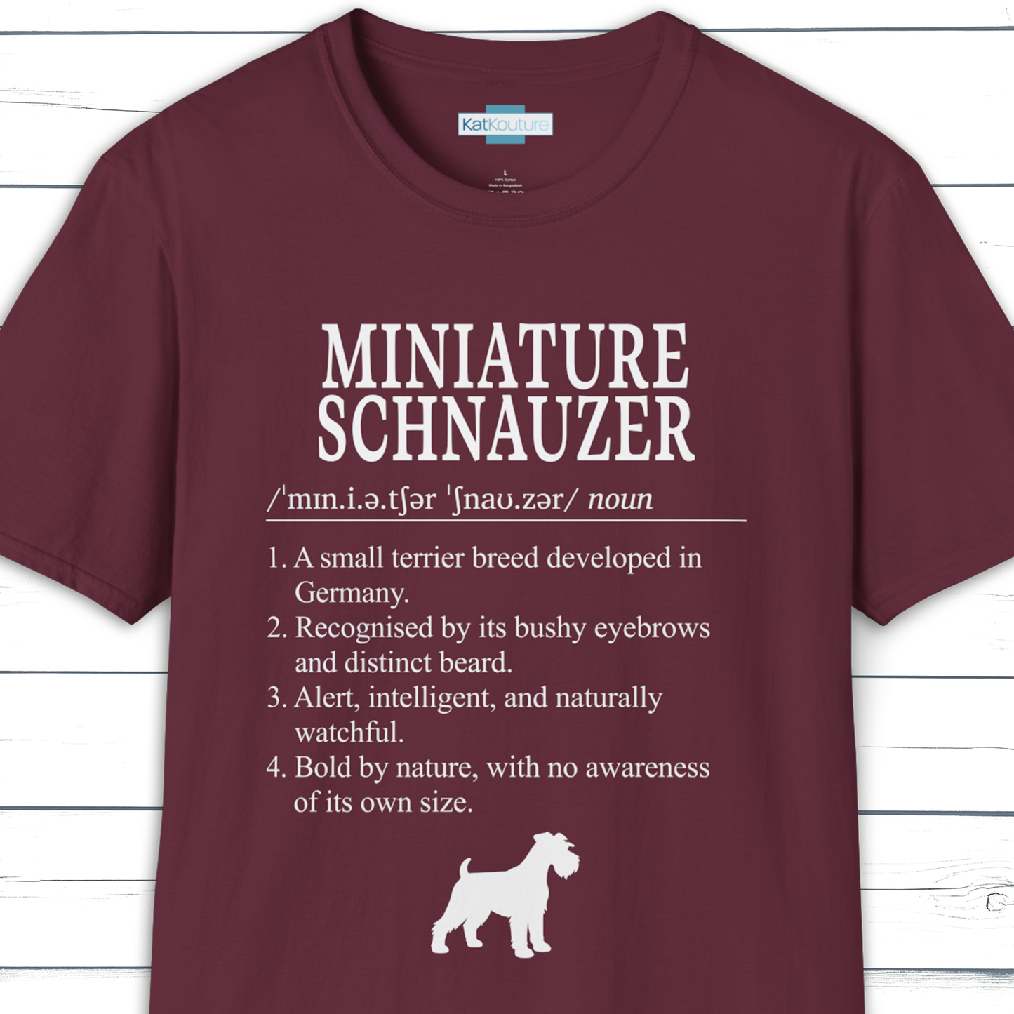 Miniature Schnauzer Definition T-Shirt Dictionary Dogs Collection