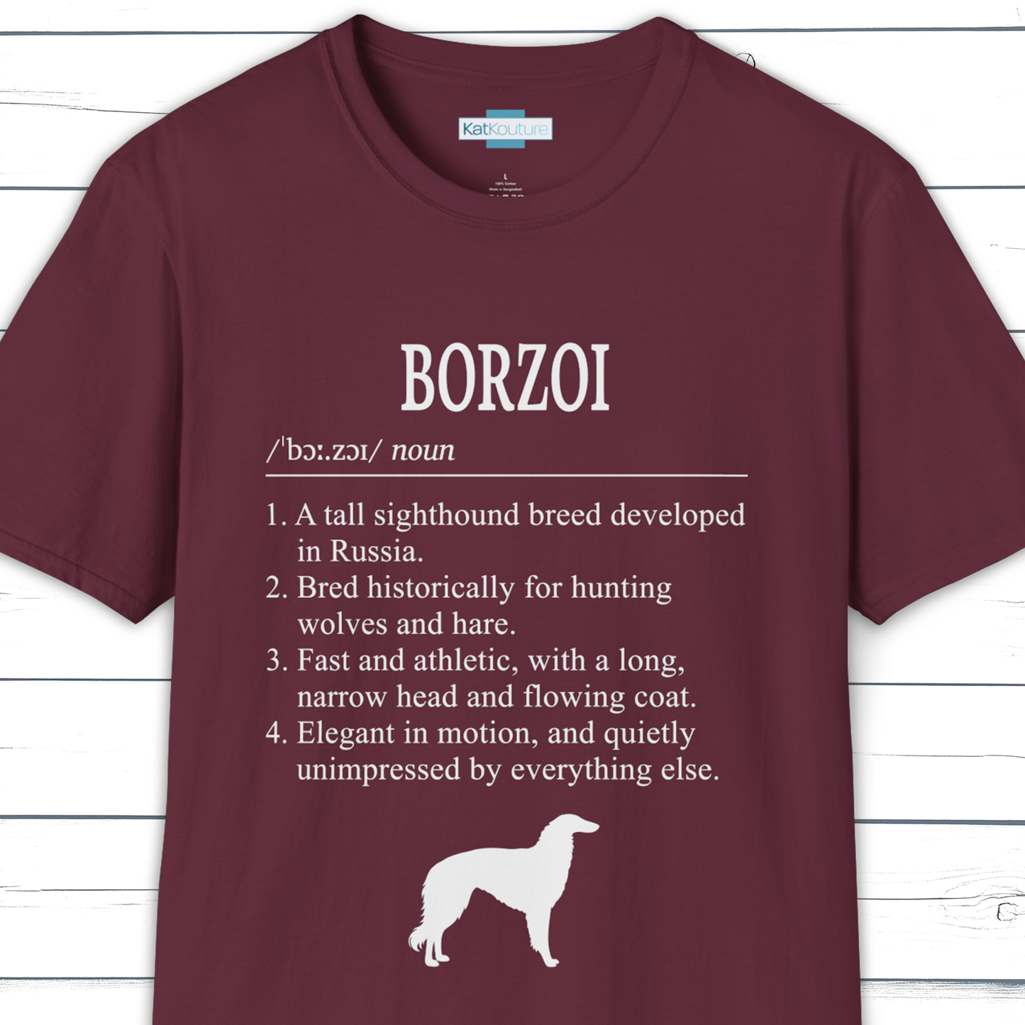 Borzoi Definition T-Shirt Dictionary Dogs Collection