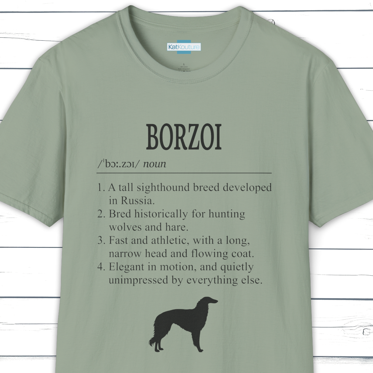 Borzoi Definition T-Shirt Dictionary Dogs Collection