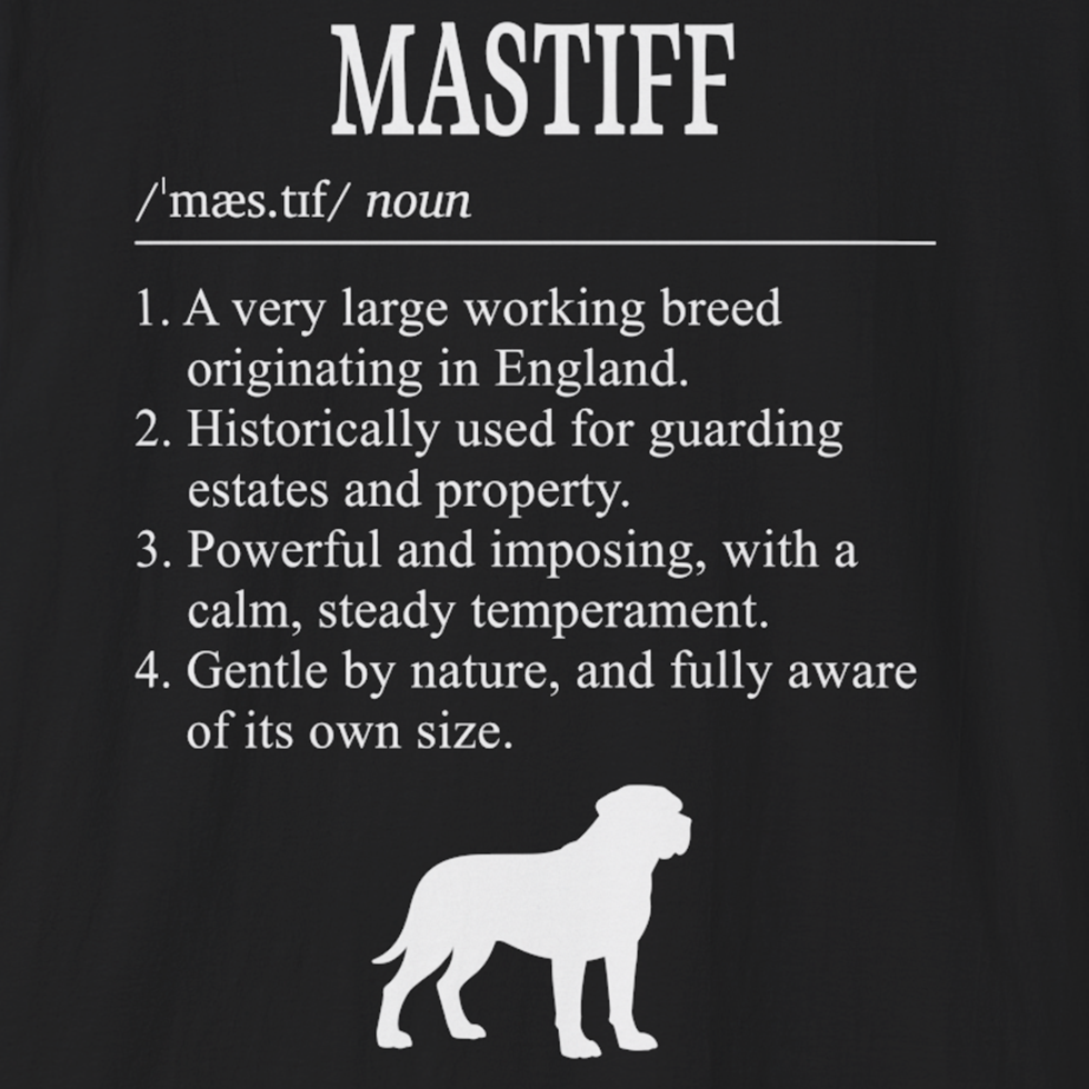 Mastiff Definition T-Shirt Dictionary Dogs Collection