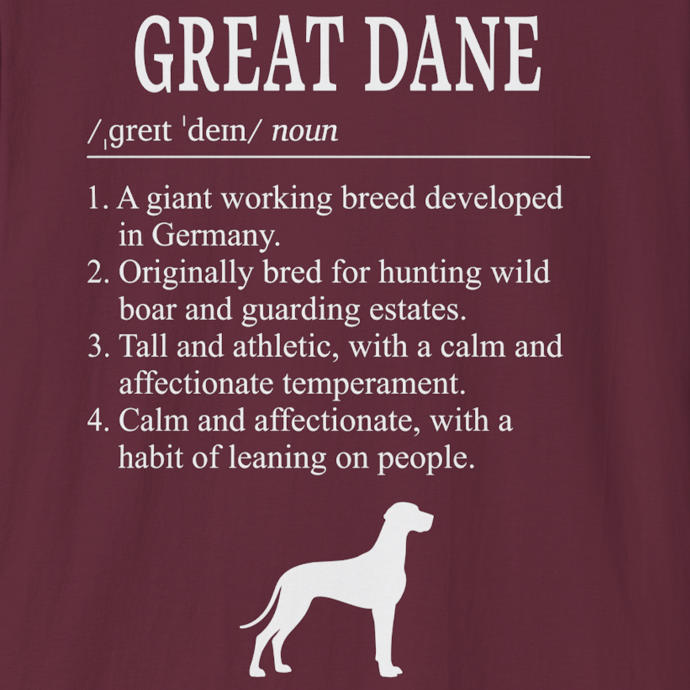 Great Dane Definition T-Shirt Dictionary Dogs Collection