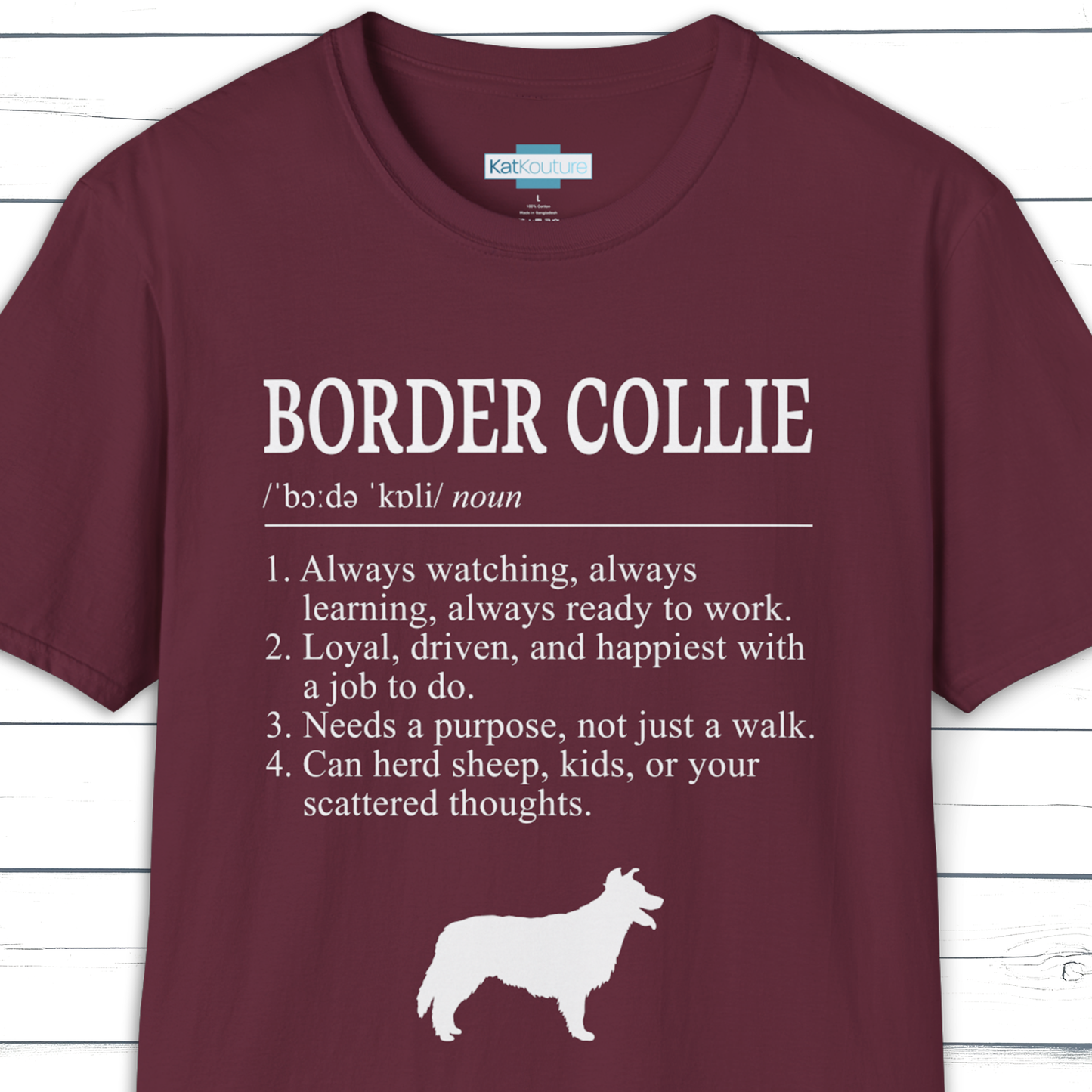 Border Collie Definition T-Shirt Dictionary Dogs Collection