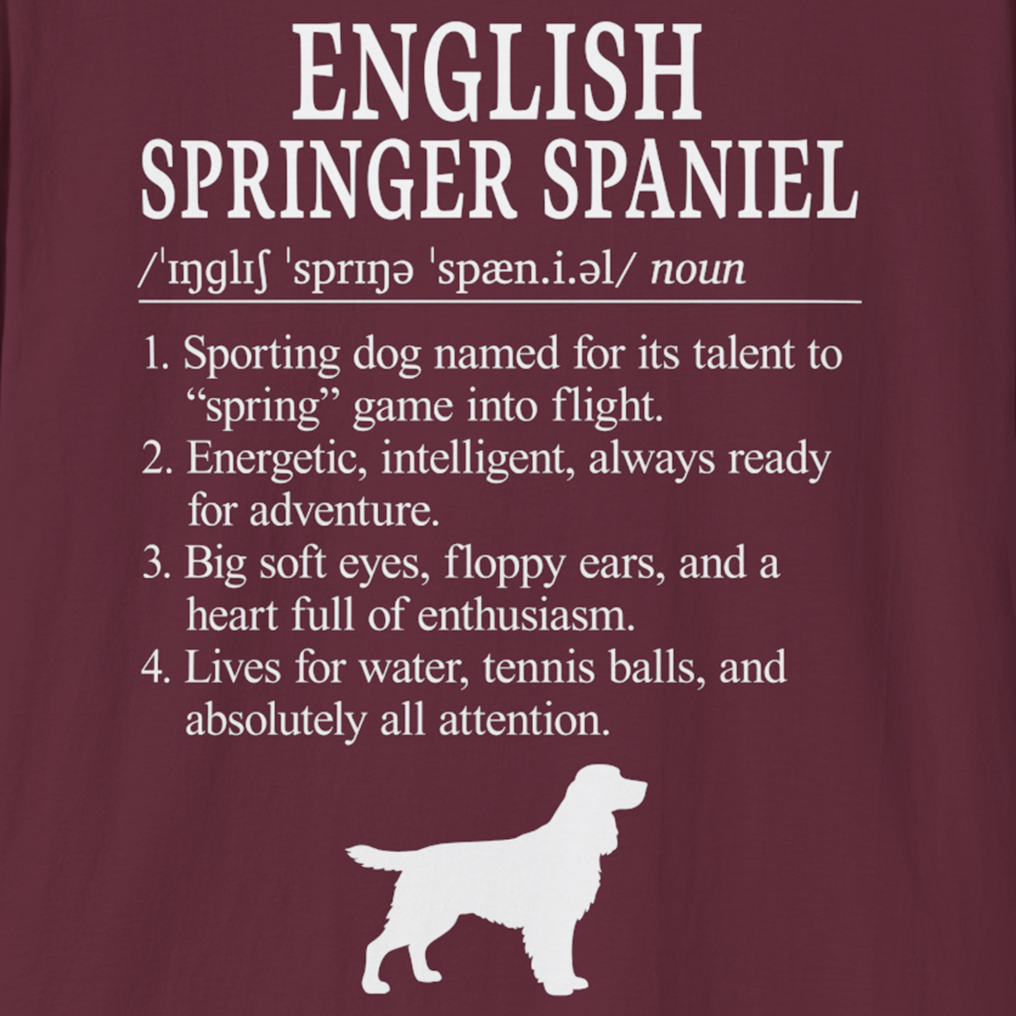 English Springer Spaniel Definition T-Shirt Dictionary Dogs Collection