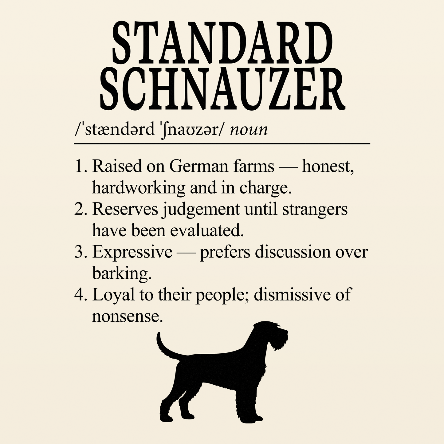 Standard Schnauzer Definition T-Shirt Dictionary Dogs Collection