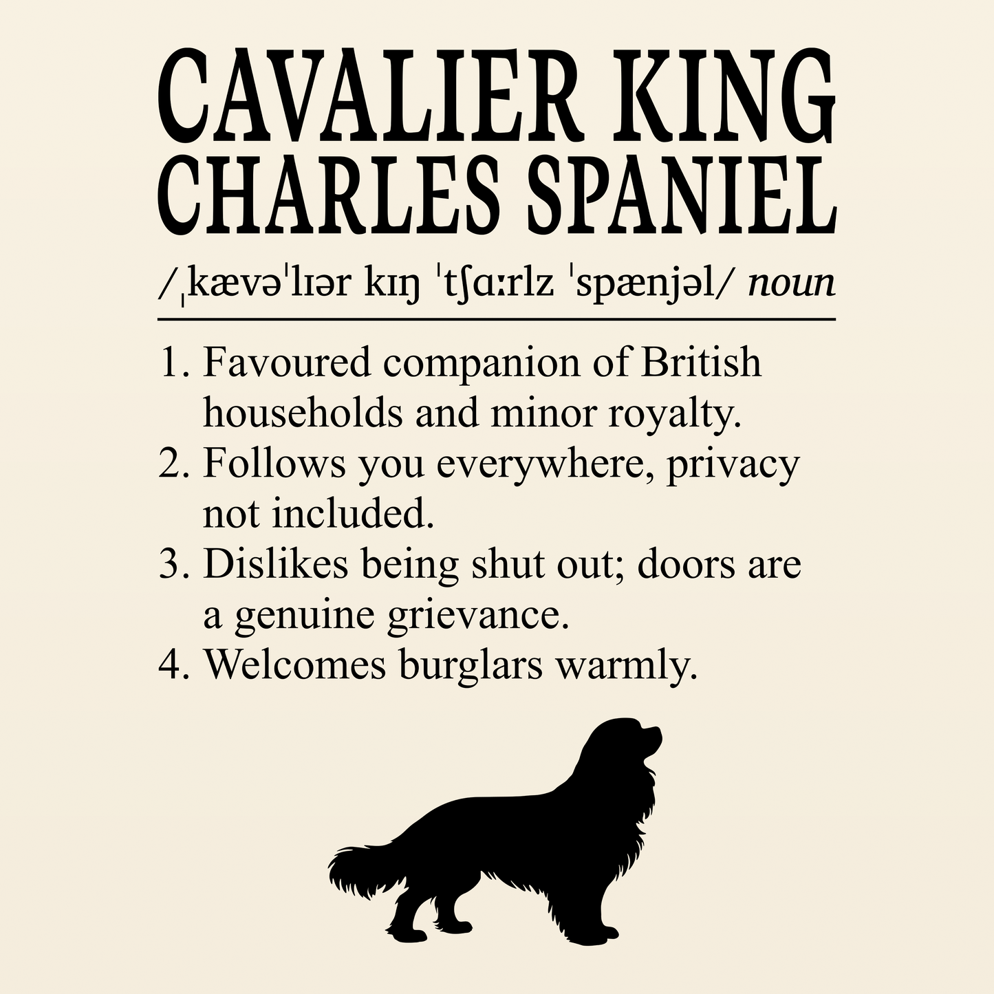 Cavalier King Charles Spaniel Definition T-Shirt Dictionary Dogs Collection