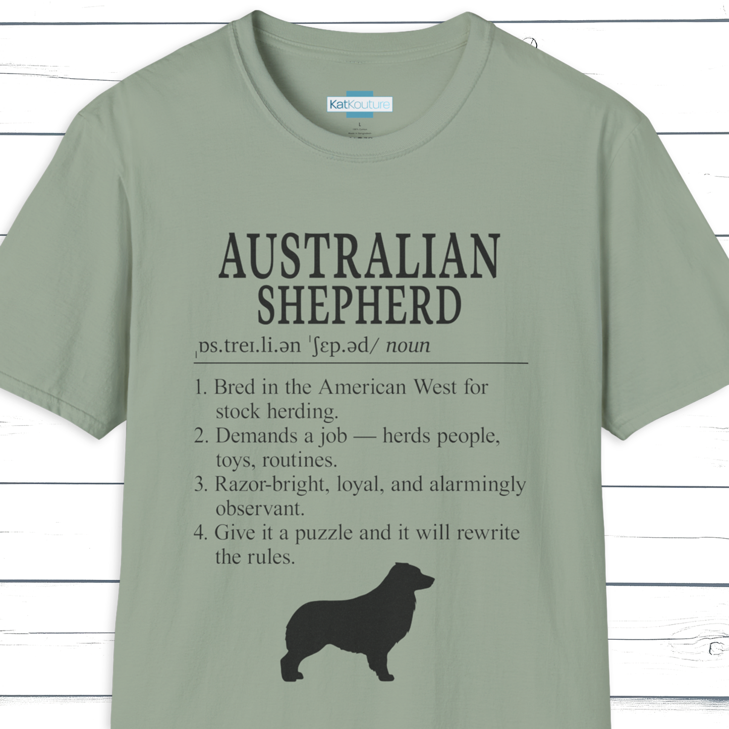 Australian Shepherd Definition T-Shirt Dictionary Dogs Collection