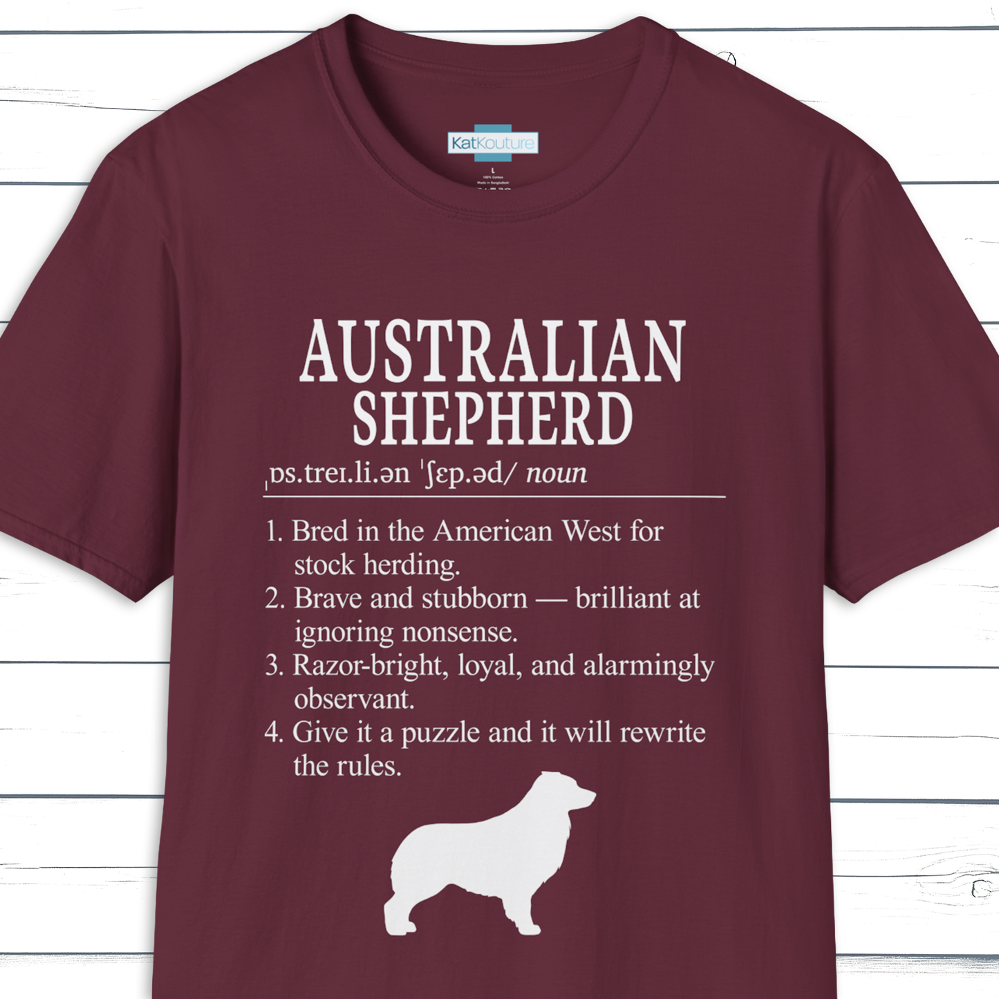 Australian Shepherd Definition T-Shirt Dictionary Dogs Collection