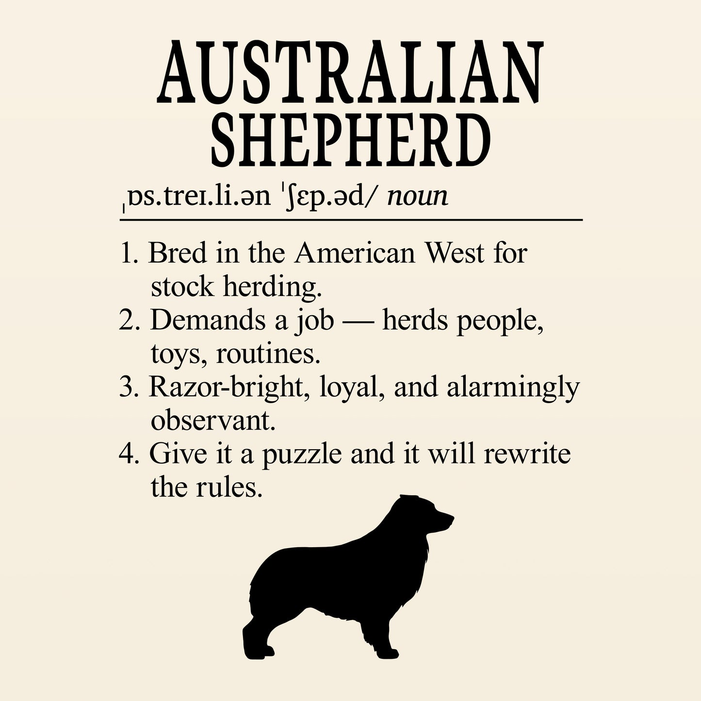 Australian Shepherd Definition T-Shirt Dictionary Dogs Collection