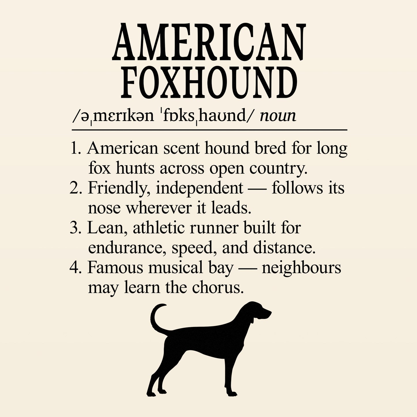 American Foxhound Definition T-Shirt Dictionary Dogs Collection