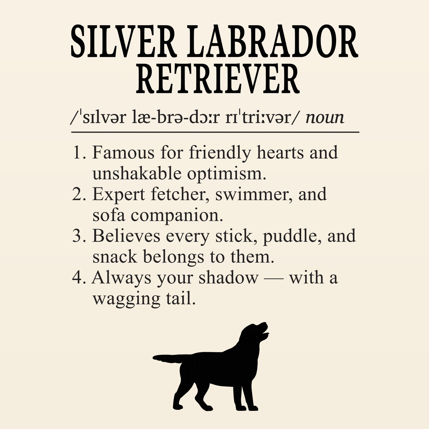 Silver Labrador Retriever Definition T-Shirt Dictionary Dogs Collection