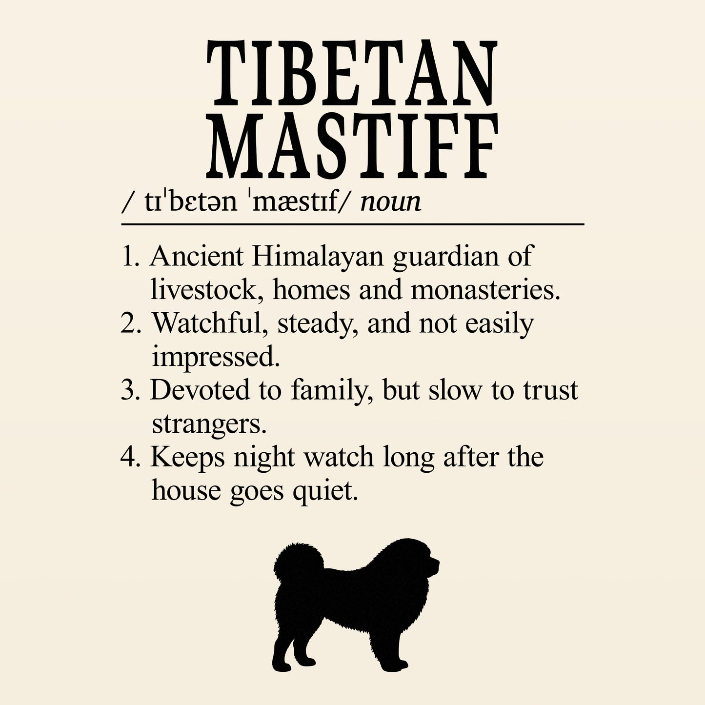Tibetan Mastiff Definition T-Shirt Dictionary Dogs Collection