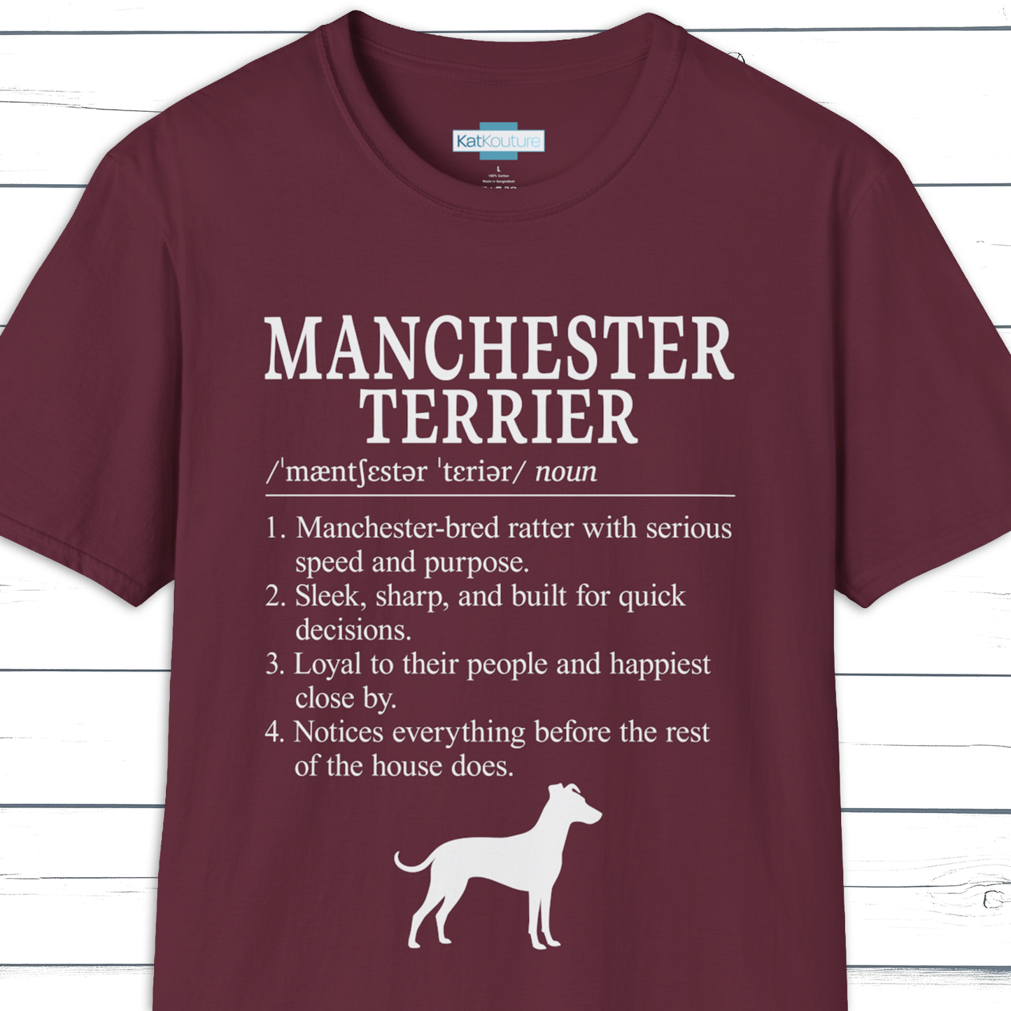 Manchester Terrier Definition T-Shirt Dictionary Dogs Collection