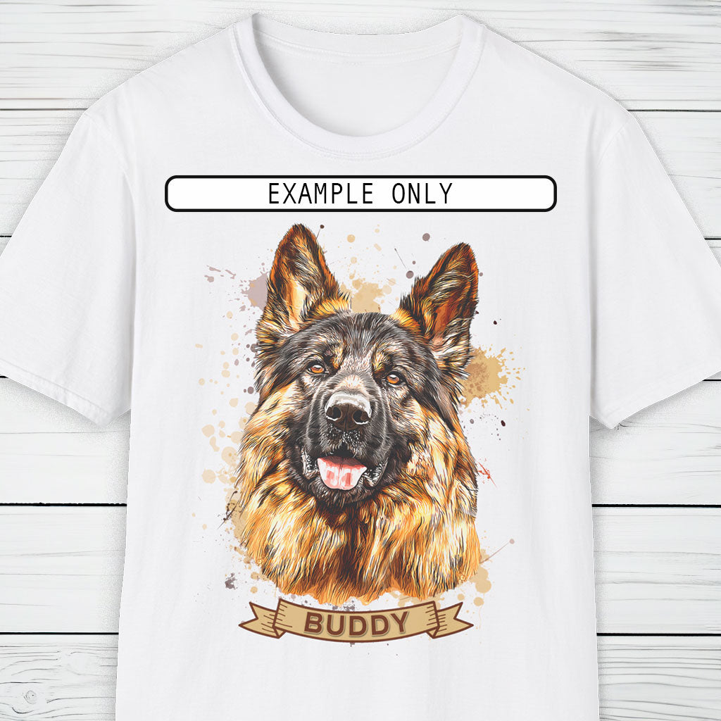 Custom Dog Portrait T-Shirt Personalised Watercolour Illustration