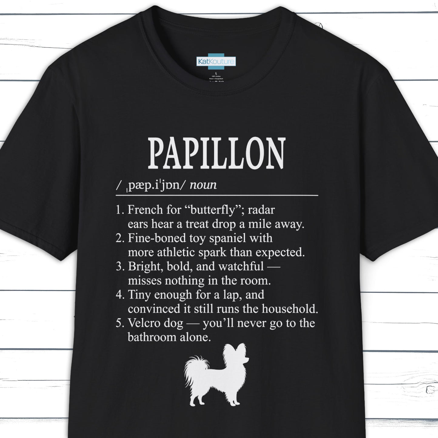Papillon Definition T-Shirt Dictionary Dogs Collection