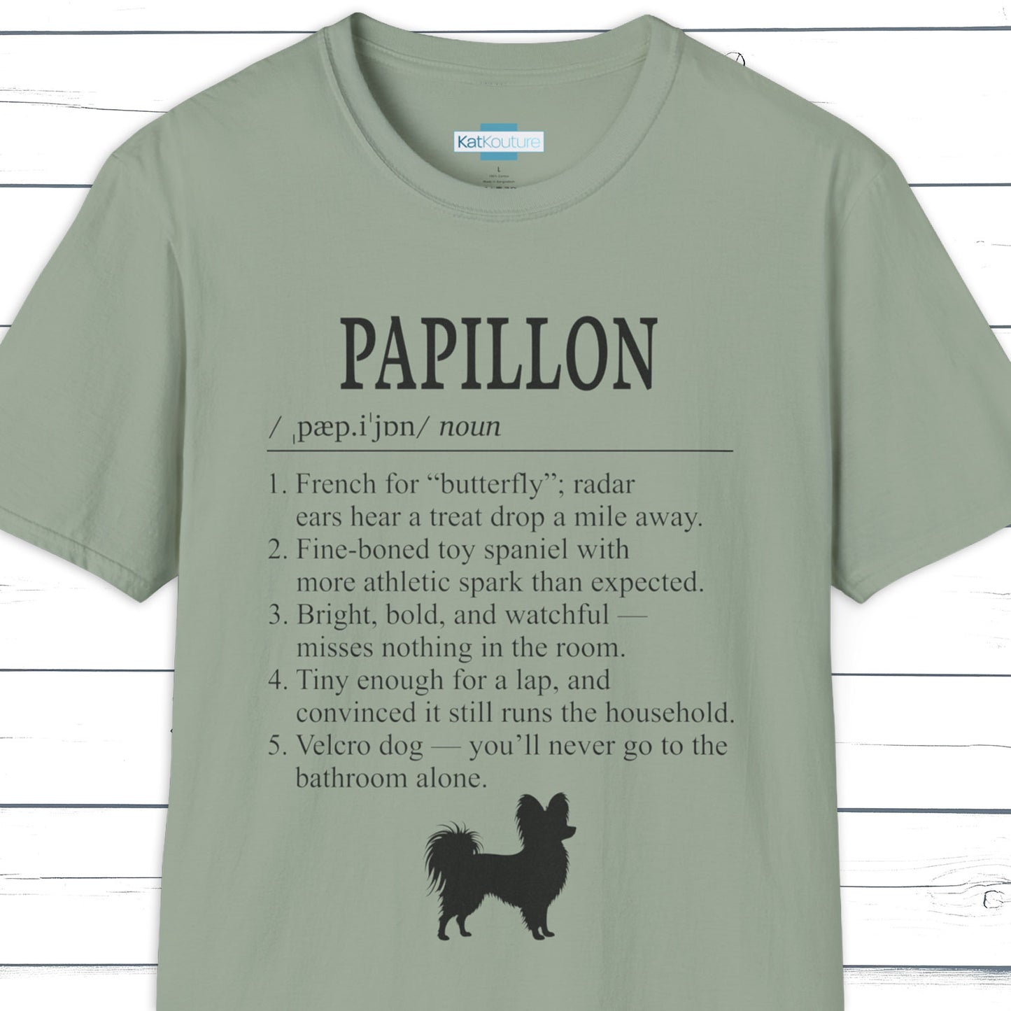 Papillon Definition T-Shirt Dictionary Dogs Collection
