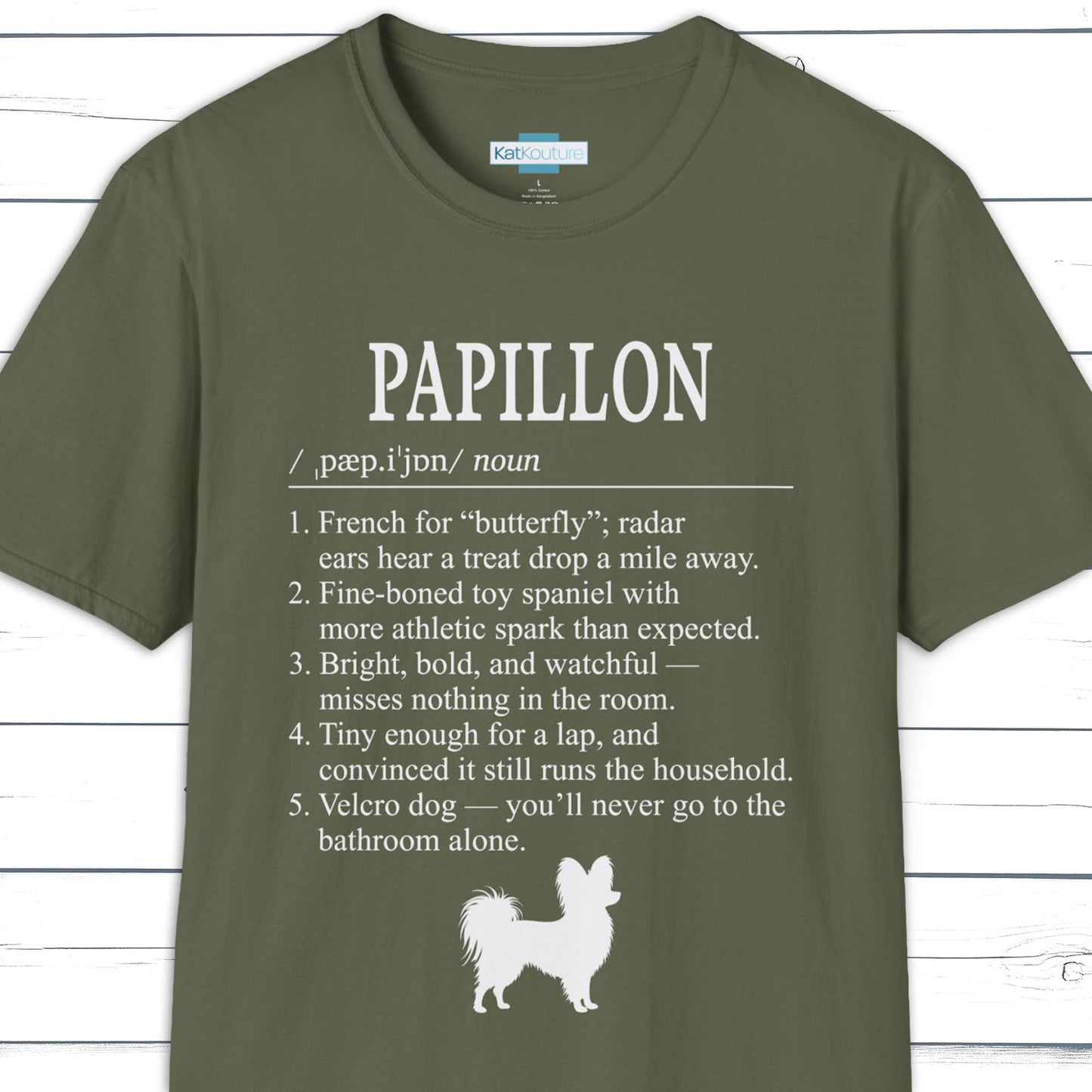 Papillon Definition T-Shirt Dictionary Dogs Collection