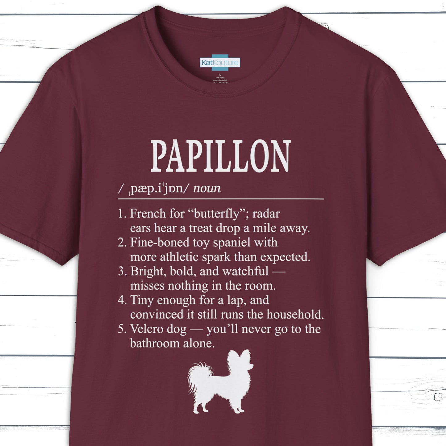 Papillon Definition T-Shirt Dictionary Dogs Collection