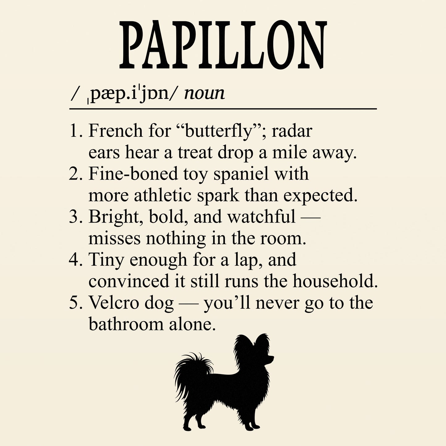 Papillon Definition T-Shirt Dictionary Dogs Collection