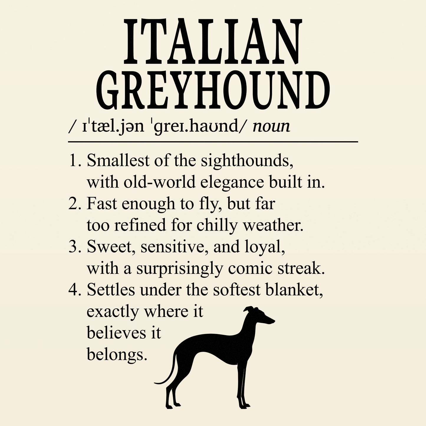 Italian Greyhound Definition T-Shirt Dictionary Dogs Collection