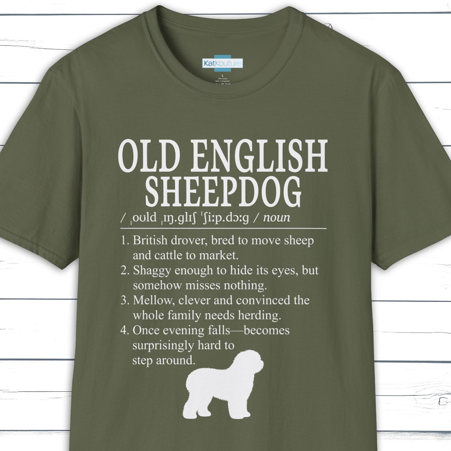 Old English Sheepdog Definition T-Shirt Dictionary Dogs Collection