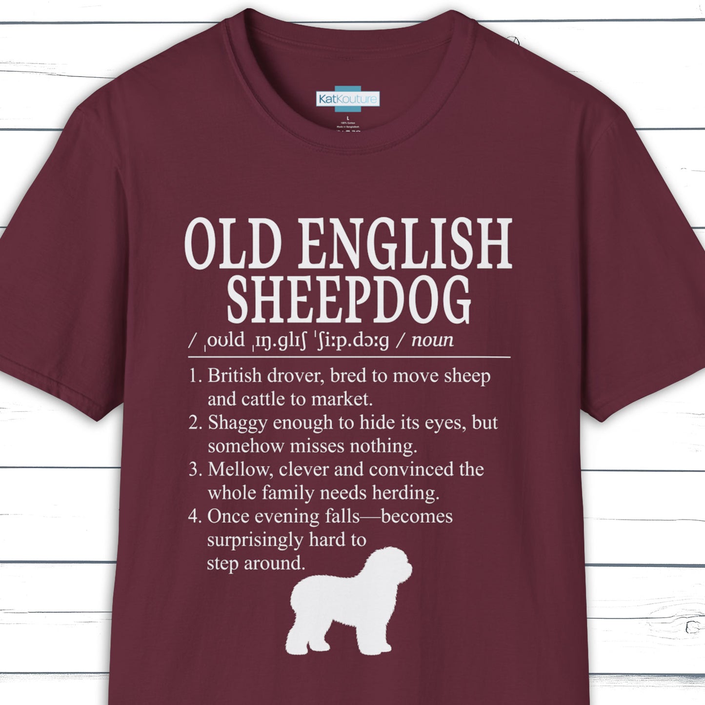 Old English Sheepdog Definition T-Shirt Dictionary Dogs Collection