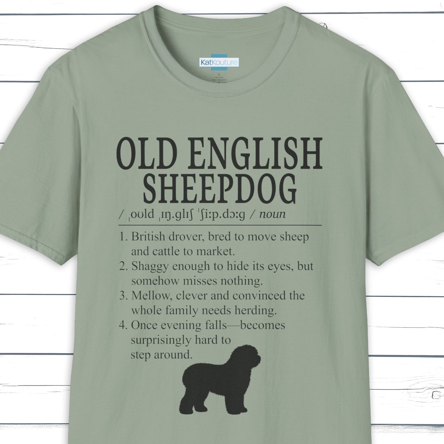 Old English Sheepdog Definition T-Shirt Dictionary Dogs Collection