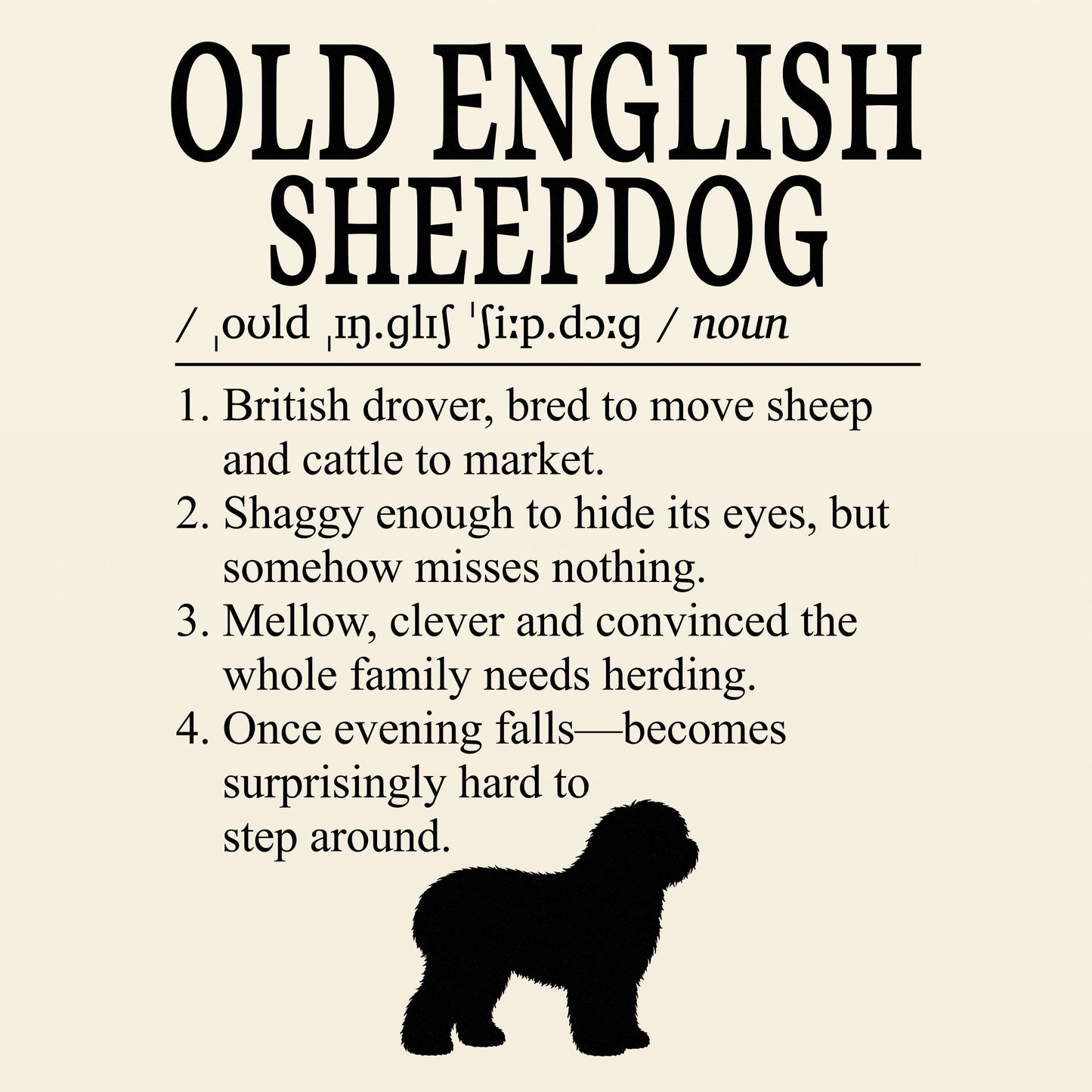 Old English Sheepdog Definition T-Shirt Dictionary Dogs Collection