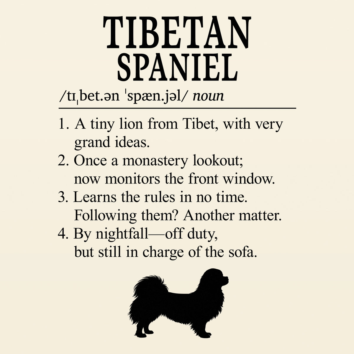Tibetan Spaniel Definition T-Shirt Dictionary Dogs Collection