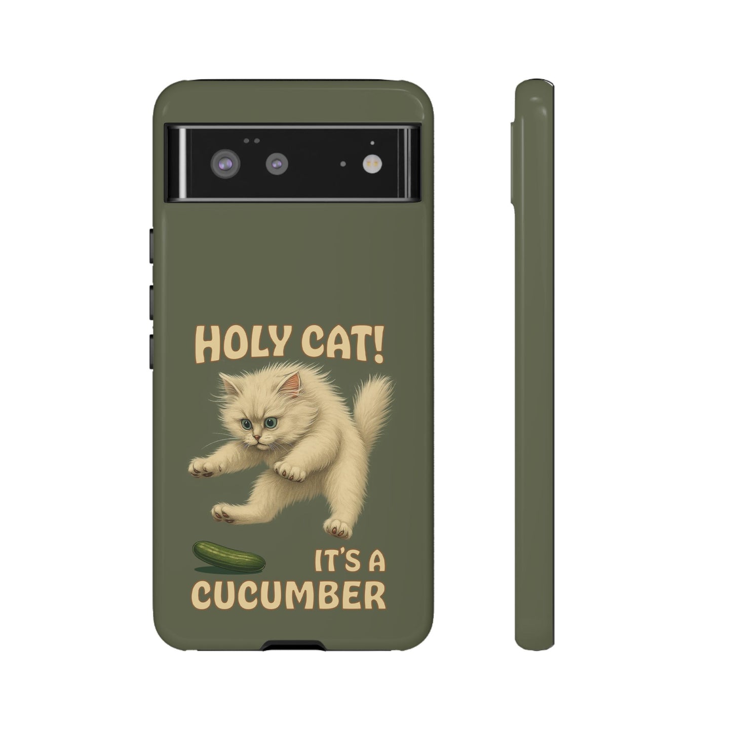 Holy Cat! It's a Cucumber – Funny Jumping Cat Phone Case