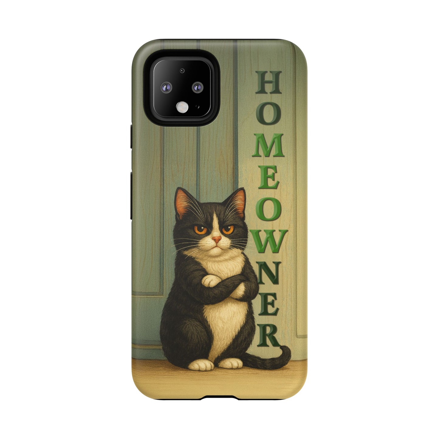 Proud Cat Homeowner Phone Case – Funny Black & White Cat Design