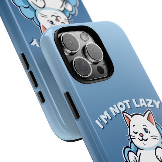 Funny Lazy Cat Phone Case "I'm Not Lazy, I'm Energy Efficient"